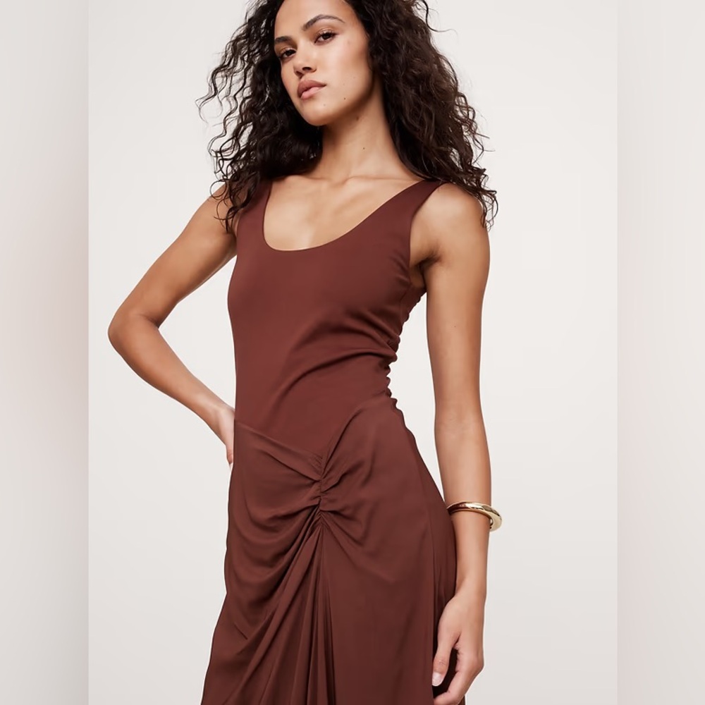 NWT! Banana Republic Deep Brick Red Knit Midi Dress- Size Small 🎧 - Picture 3 of 6